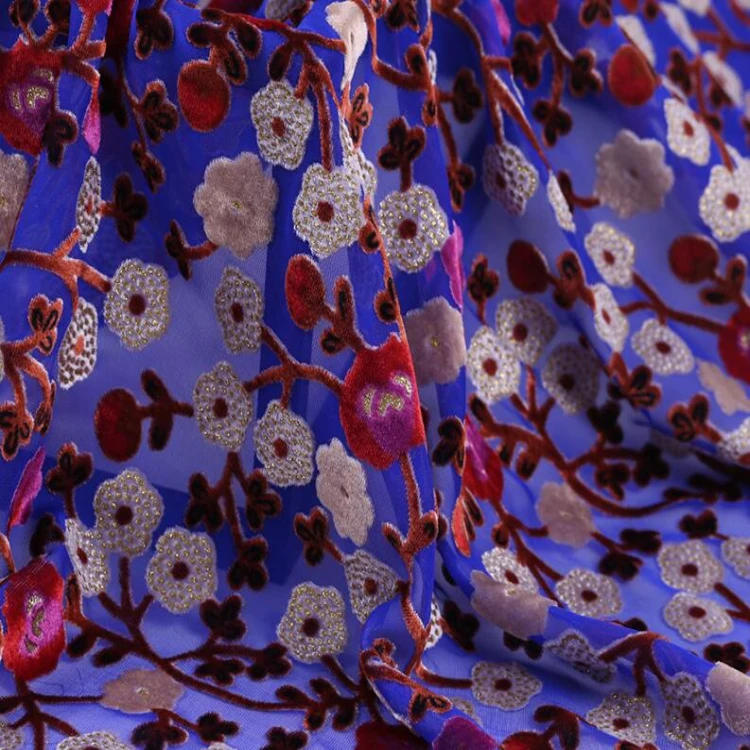Wholesale Custom Fashion Printed Silk Burnout Velvet Fabric For Dress