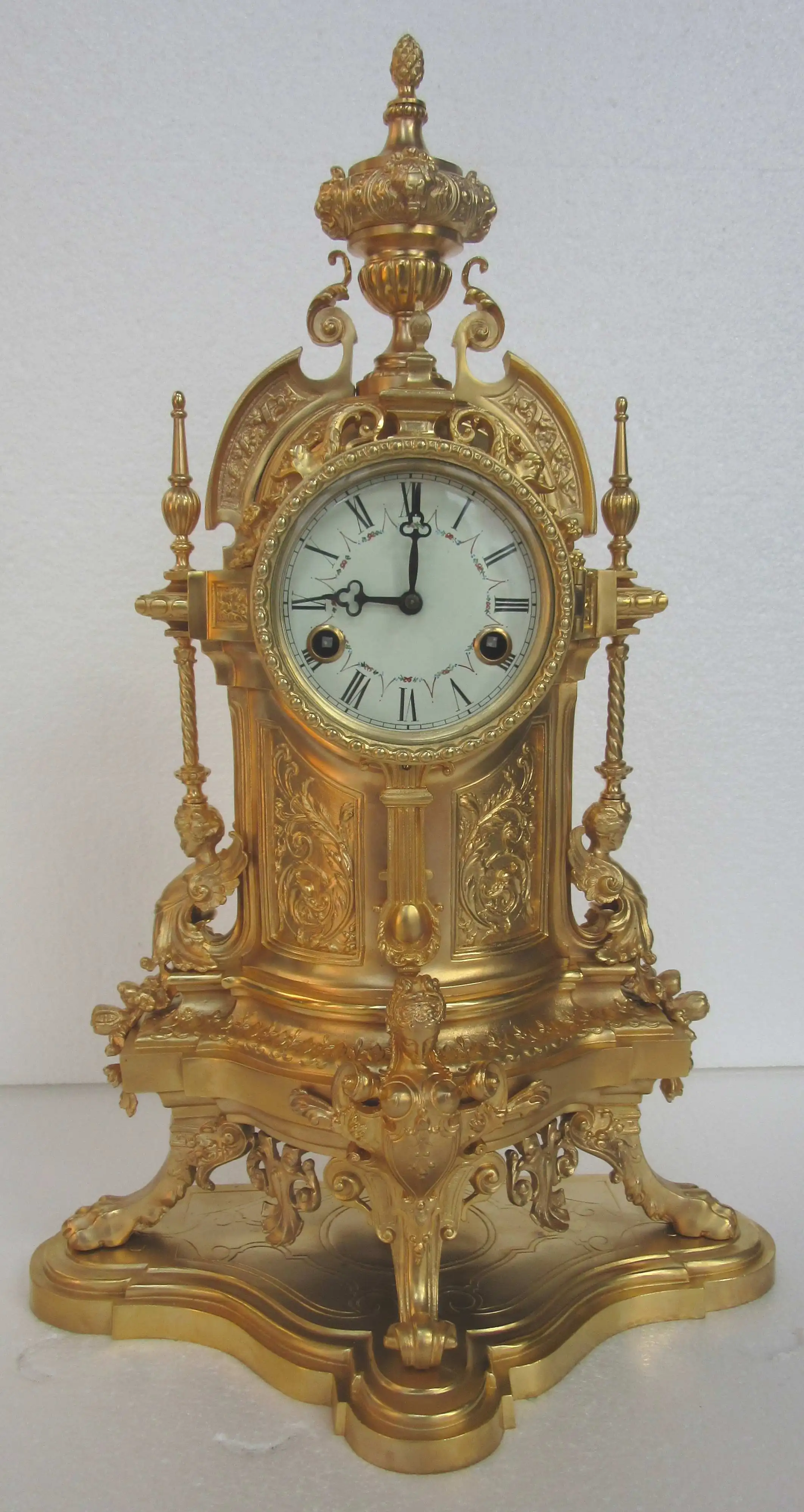 (24K Gilt) Antique Imitated from 18th French ClassicCast Brass  the Mechanical  Vintage Boulle  Table  Clock for Home Decoration