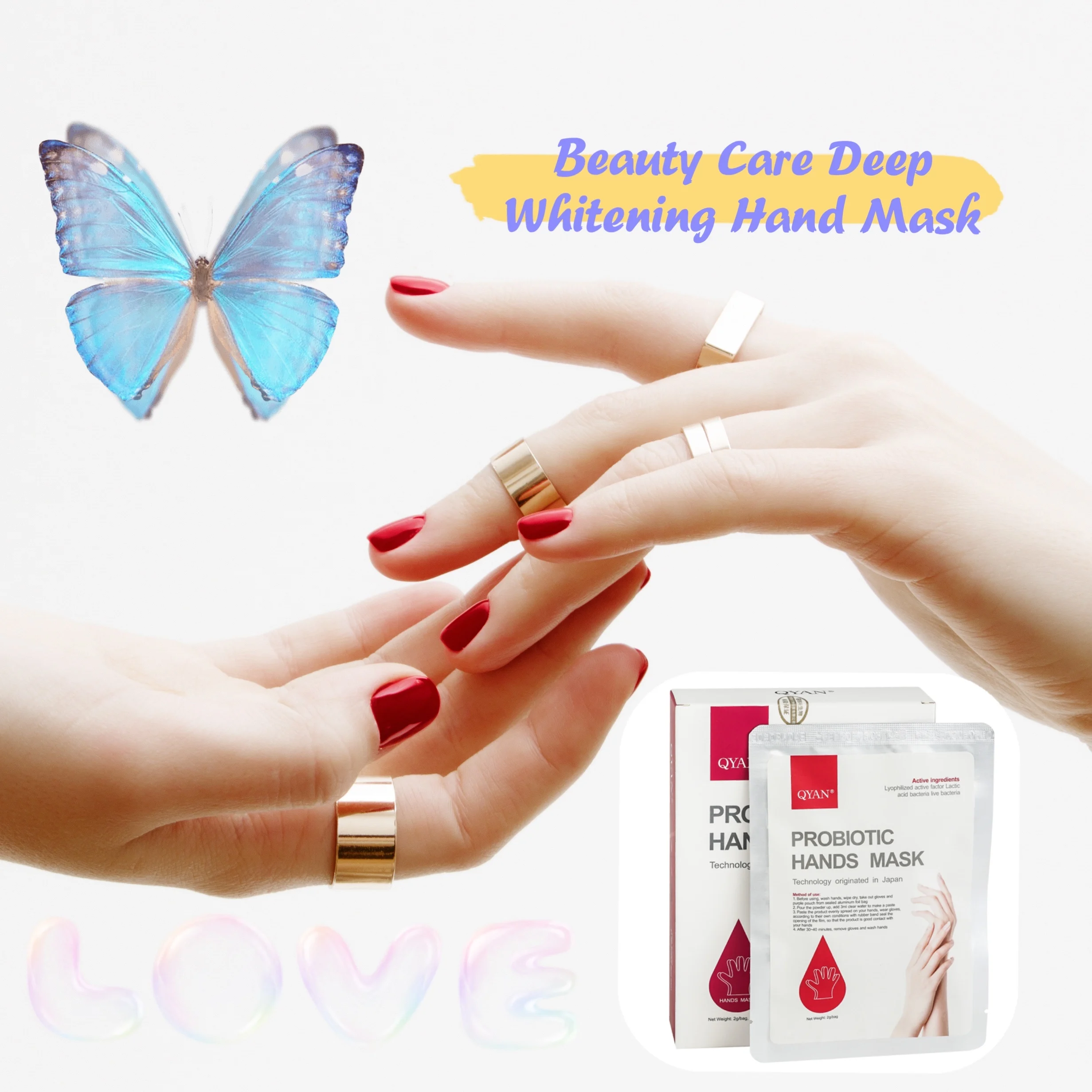 
Japanese technology dry skin relief probiotics hand mask for day and night skincare repair hands sheet mask whitening 