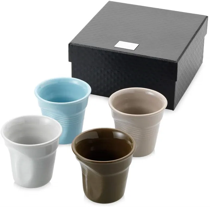 promotional ceramic cups Crumped Vending Cup Style Coffee Espresso Set, Ceramic, Multi-Colour