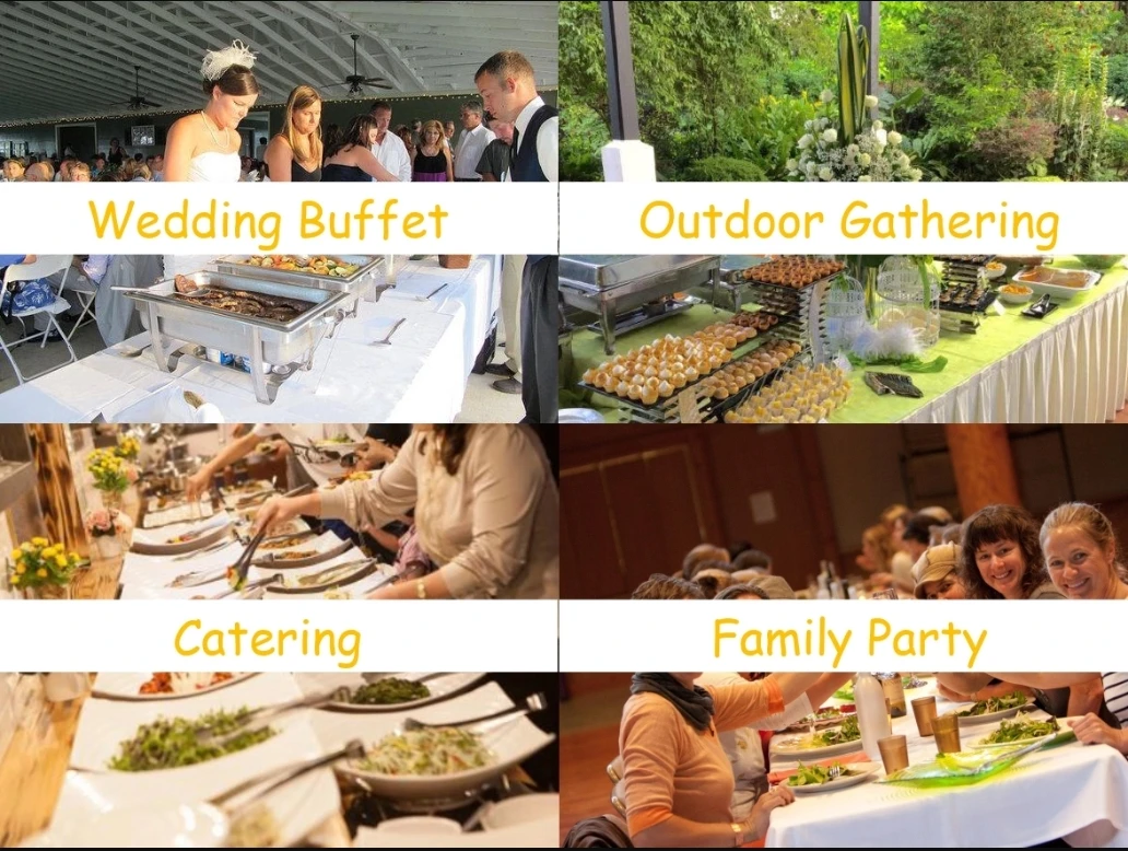 Heavybao High Quality  Commercial Economic Buffet Table Top Food Warmer  Stainless Steel Chafing Dish used food buffet set