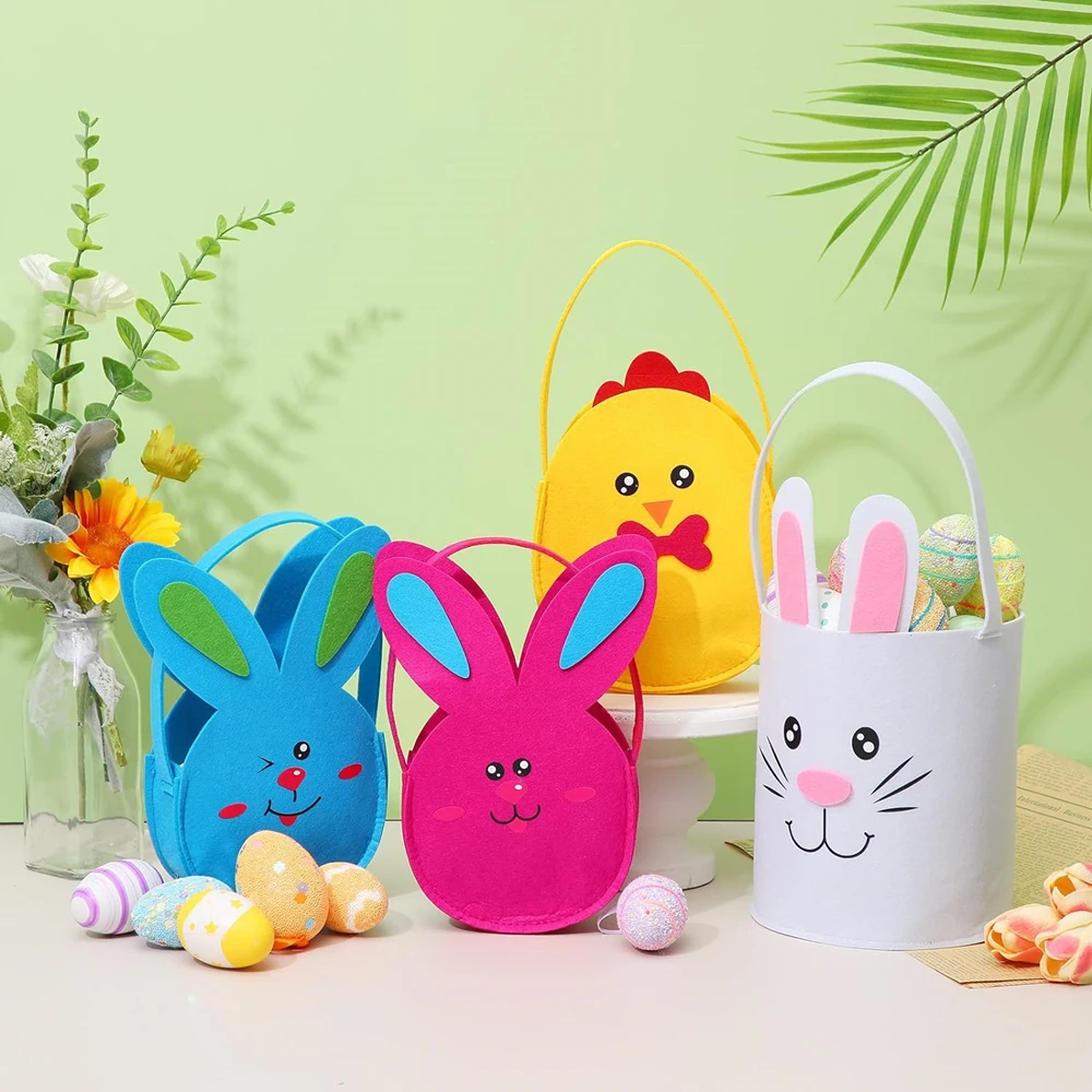 Wholesale Customized Fabric Felt Easter Bunny Basket Blank With Handle