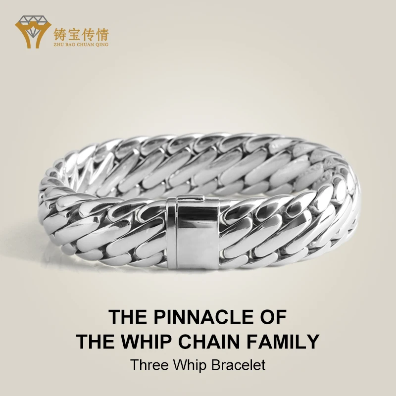 Custom 925 Sterling Silver Cuban Bracelet for Men Hip Hop Punk Fashion Jewelry with Personality Trend Silver Bangles