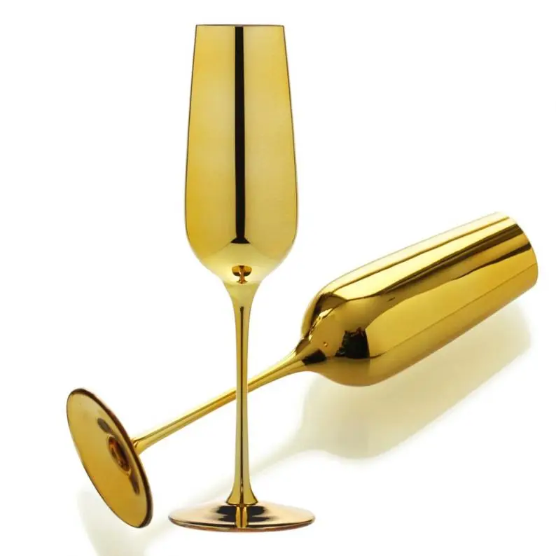 stock wholesale colored luxury wedding champagne glasses gold