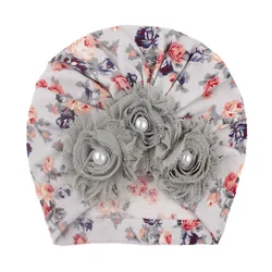 Повязка на голову для маленьких девочек, милый тюрбан с узлом и жемчугом, Детские облегающие шапочки, аксессуары для волос