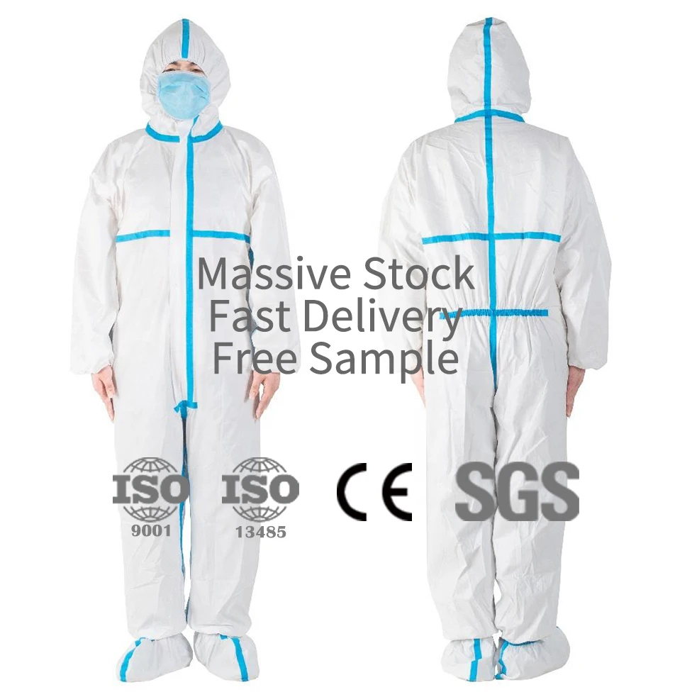 PPE EN14126 TYPE 4,5,6 disposable coveralls medical protective suit coverall protective clothing