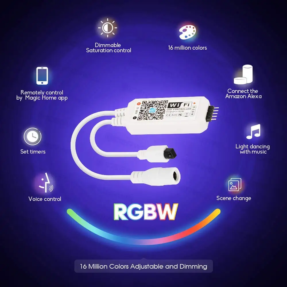 
tuya magic home happy lighting app control 5 24V 24 Keys Remote RGB RGBW Bluetooth MiNi WIFI LED Strip Light Controller 