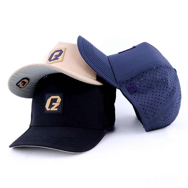 5 panel colorful hat unstructured dad laser hat laser cutting hole cap custom rubber patch laser cut hat