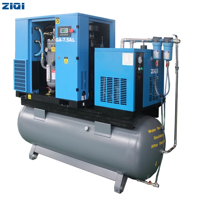10Hp 7.5Kw 25 - 40 cfm Combined Screw Air Compressor with Air Dryer