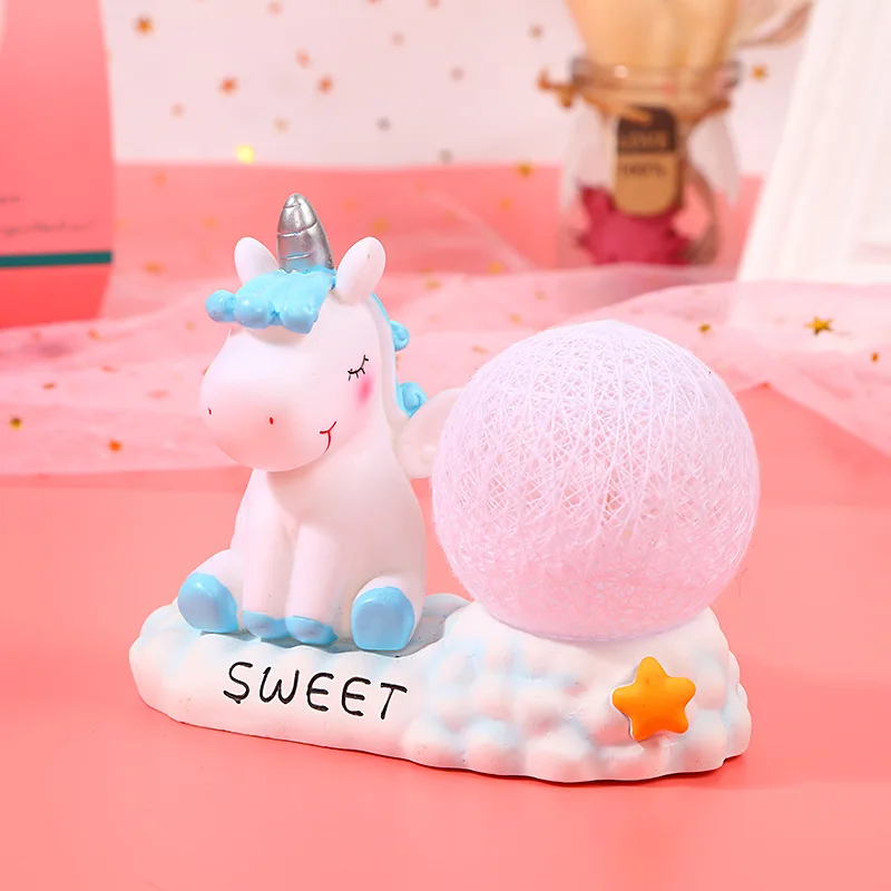 
 Ночник с милым мультяшным единорогом, украшение для спальни и кровати, настольное украшение, подарок для девочек, для детей  