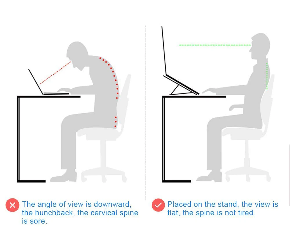 2022 Ergonomic portable aluminum laptop stand compatible with 15.6 inch metal laptop desktop notebook on desk