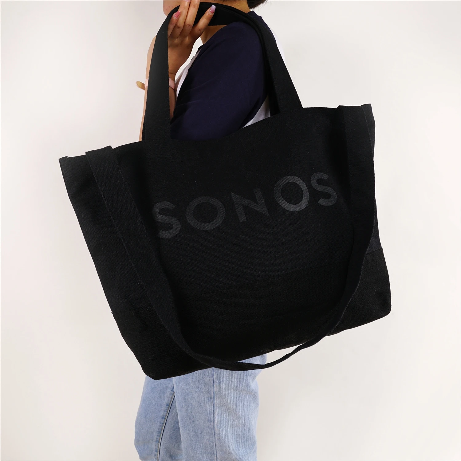 Custom Logo Oversize Women Large Weekend Canvas Cotton Shopping Tote Bag women fashion school handbag