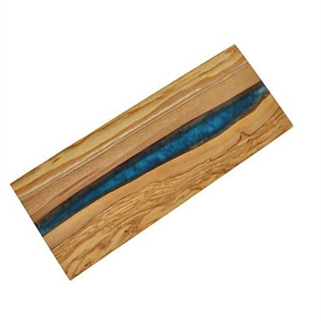 Olive Wooden Resin Cutting Board with River of Blue Crystal Resin, Olive wooden cheese board