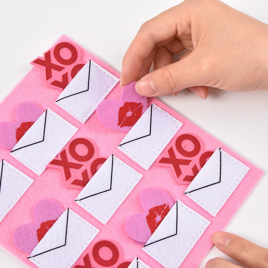 Дизайн на заказ День Святого Валентина фетровый Tac Toe мини-конверты для настольной игры игрушка подарка розовые сувениры вечеринки