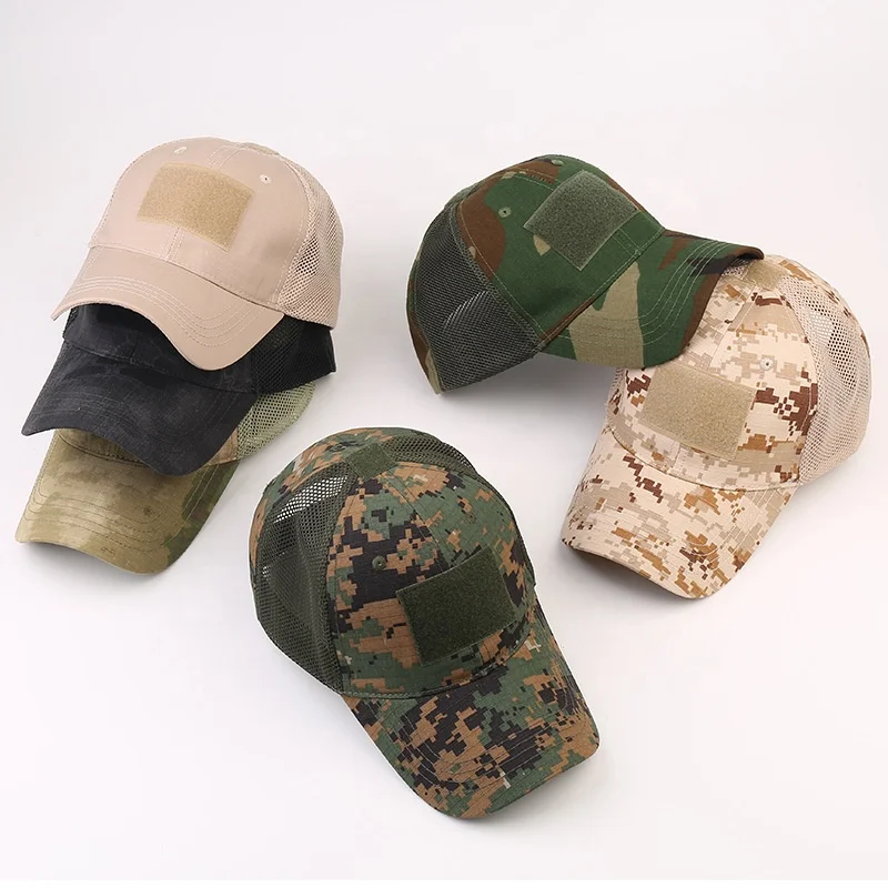 Outdoor Air Mesh Tactical Cap with Adjustable Strap Highly Breathable Hunting Hat Camo Green
