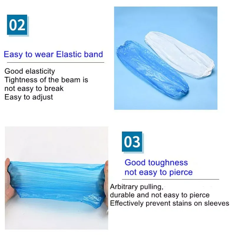 Wholesale Disposable Microporous Oversleeve Polyethylene LDPE PE Arm Sleeve Cover with Elastic Cuff PE Material