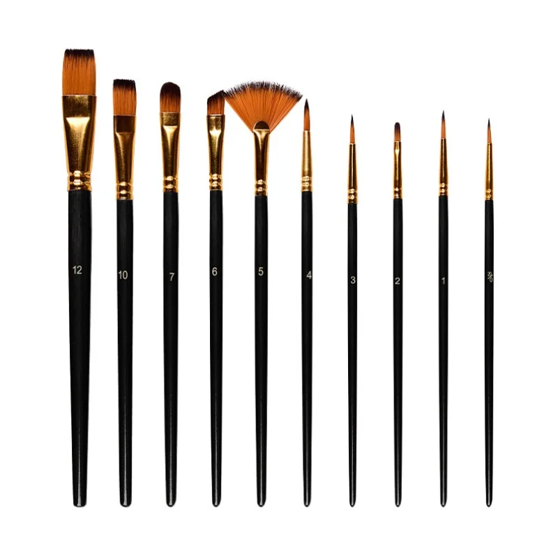 10 Pcs/set Watercolor Gouache Paint Brushes Set