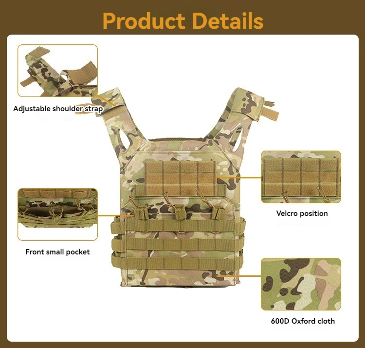 Adjustable Tactical Vest Molle Vest Outdoor Hunting Combat Paintball Molle Plate Carrier Vest