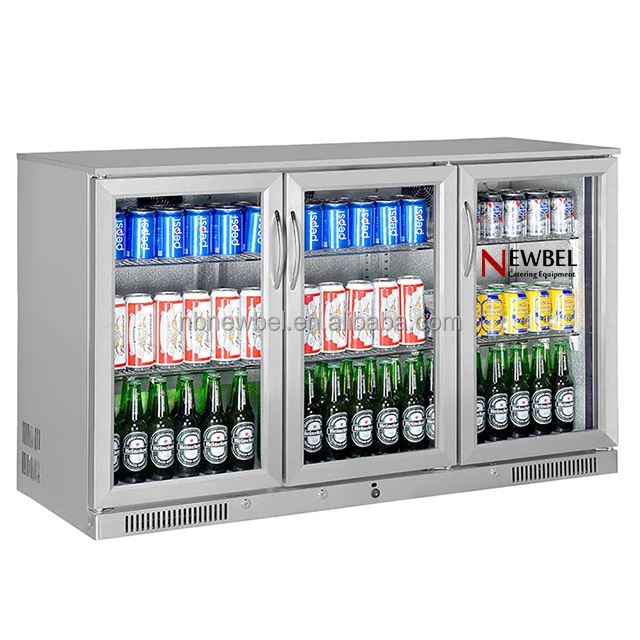 Newbel SC-338YFS Three door fan cooling under counter glass door fridge back bar horizontal refrigerator