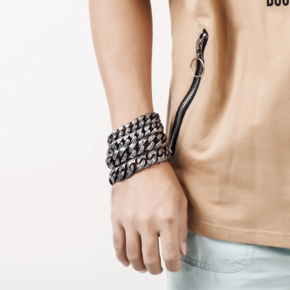 KALEN 2019 Wholesale 316L Steel Punk Curb Link Chain Male Bracelet