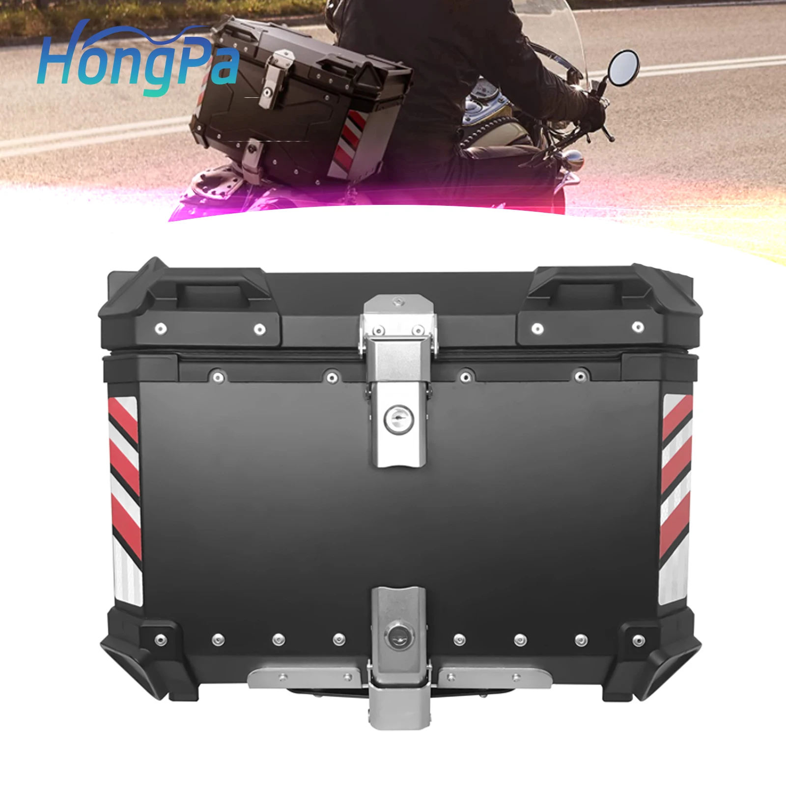 65L черные мотоциклетные багажном отделении верхней крышке водонепроницаемый ударопрочный алюминиевый сплав коробка кофр для мотоцикла