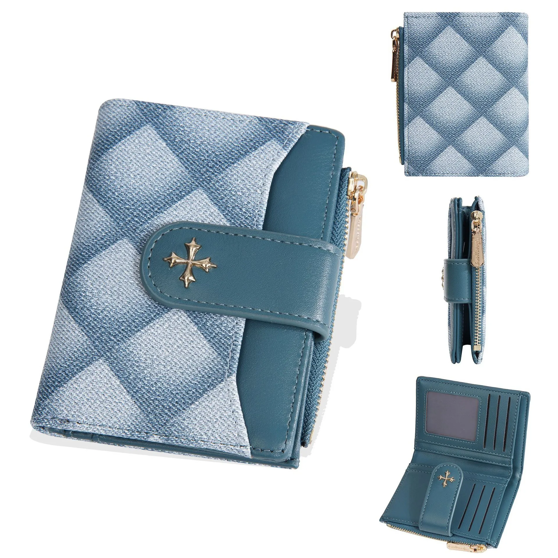 Fashion Wallets Purse Short Women Baellerry cross wallet Quilted Multi Card Zipper Coin Wallet 9124