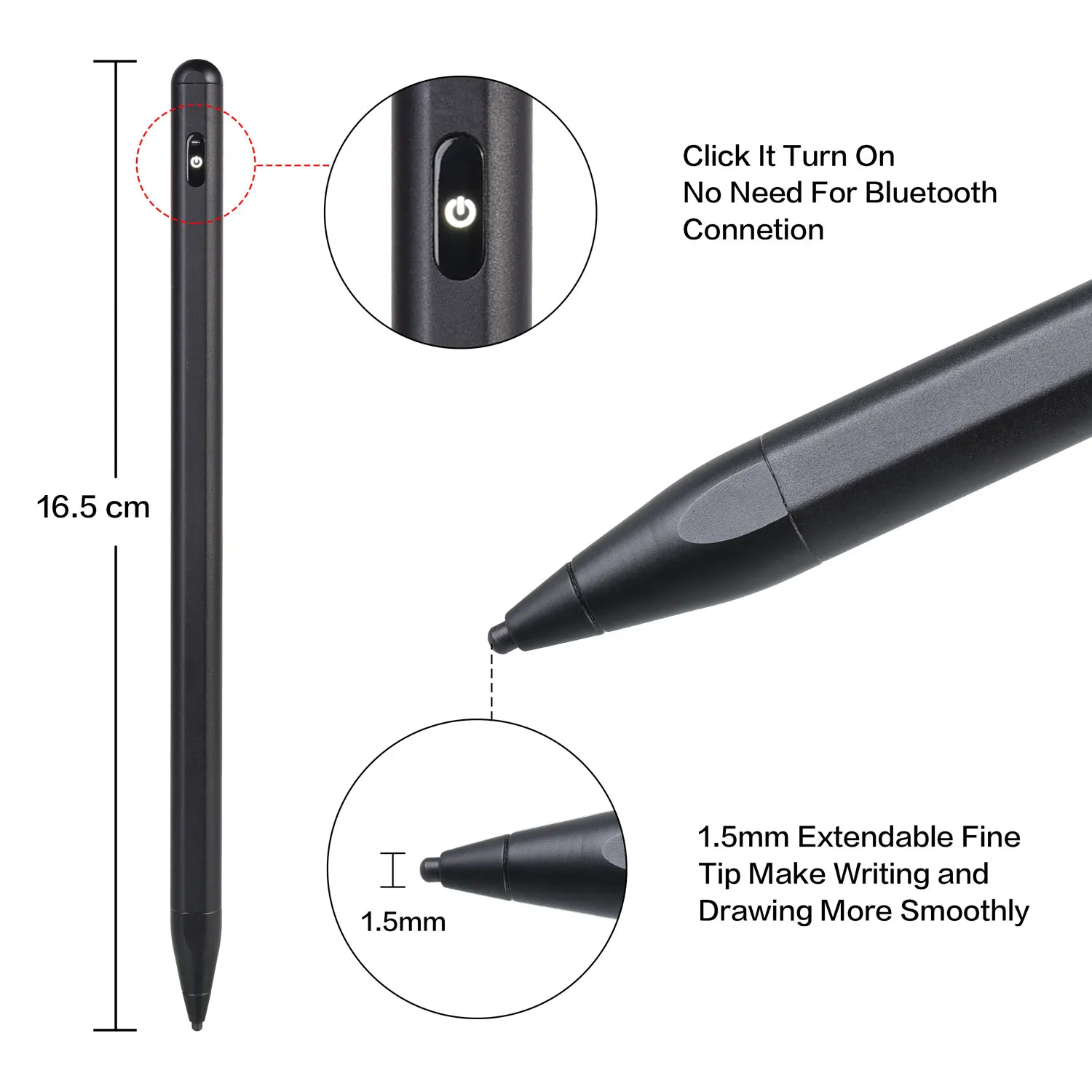 High Sensitivity No Delay Active Stylus Pen with Magnetic