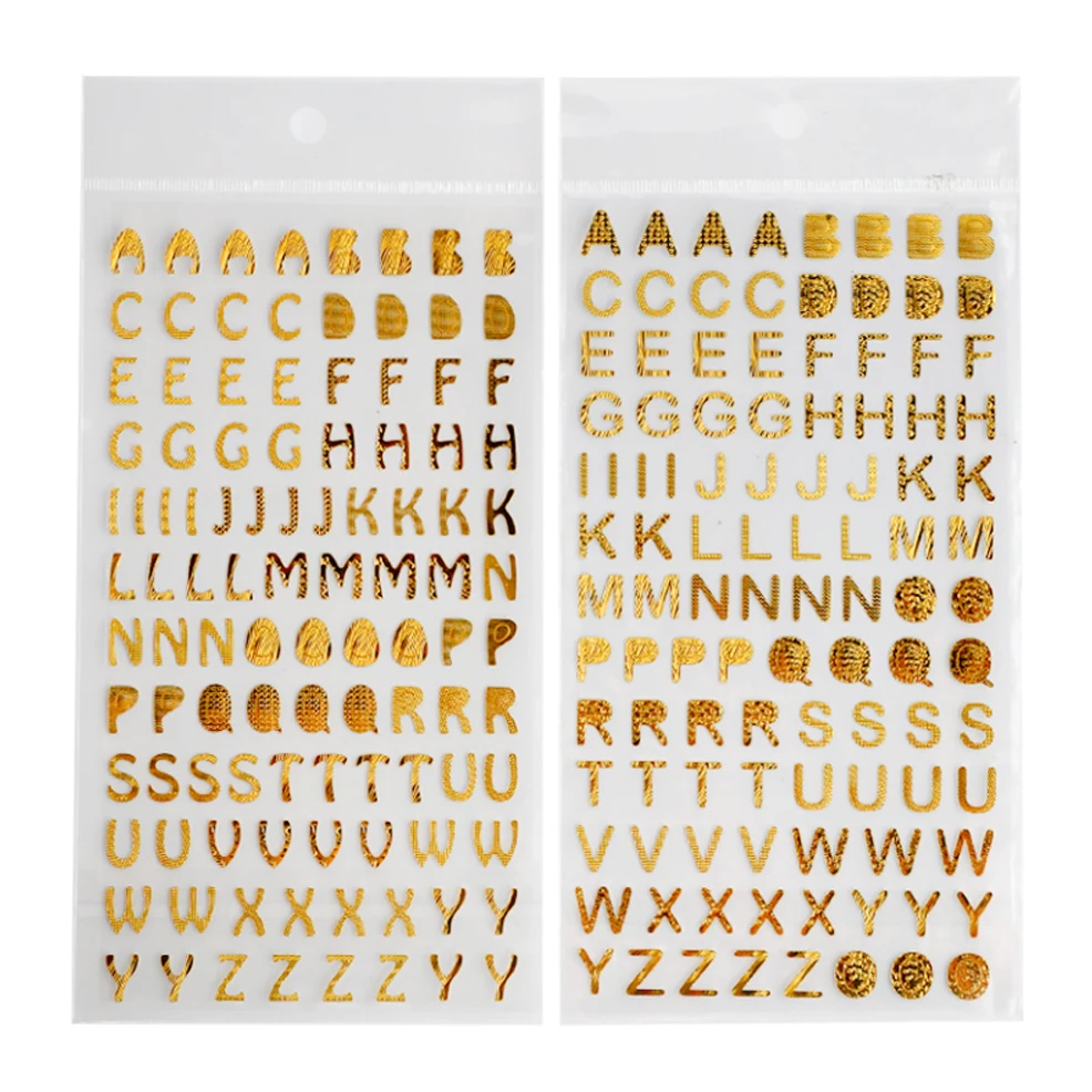 Gold Foil Pvc Colorful Alphabet & Number Sticker