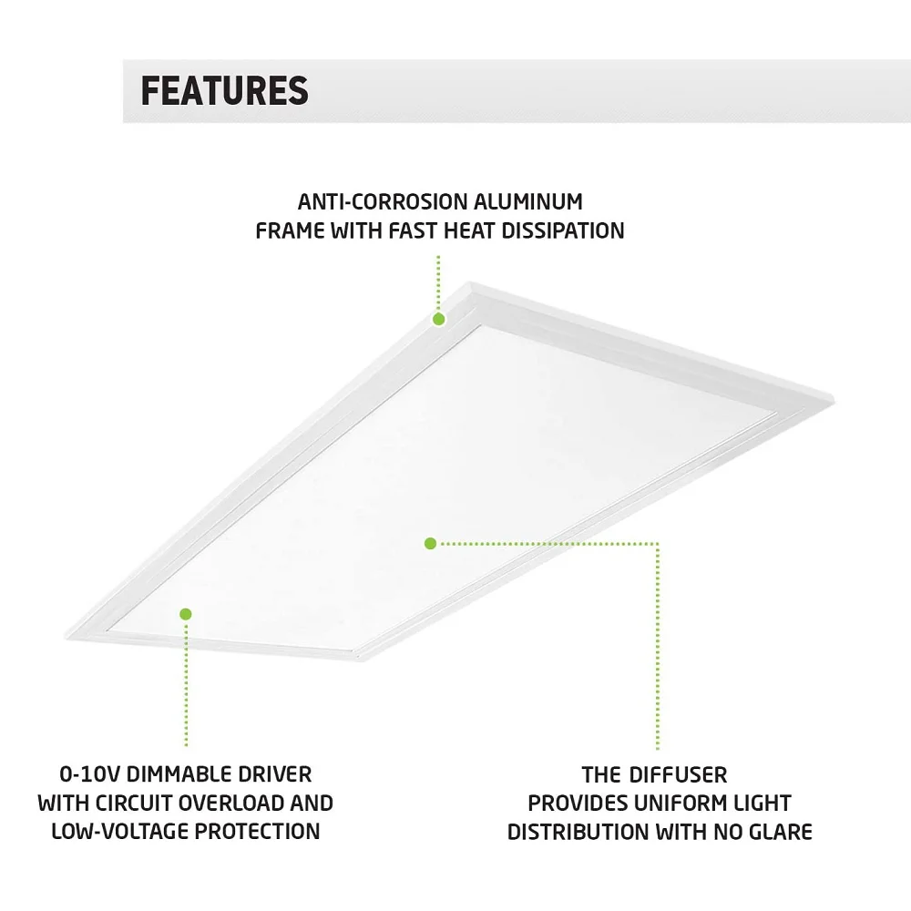 led backlit panel light 120-277v 125lumen per watt with DLC premium power and 3CCT tunable drop ceiling office fixture