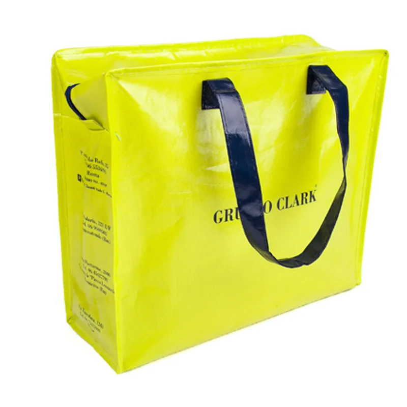 Factory outlets hot sale hand zipper laminated reusable pp woven bag shopping
