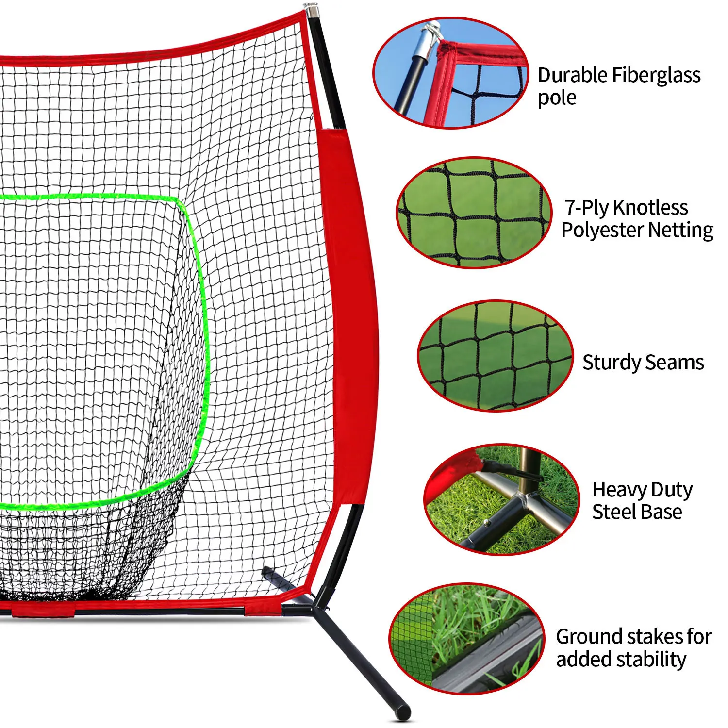 Baseball and Softball Practice Net 7x7ft Portable Hitting Pitching Batting Training Net