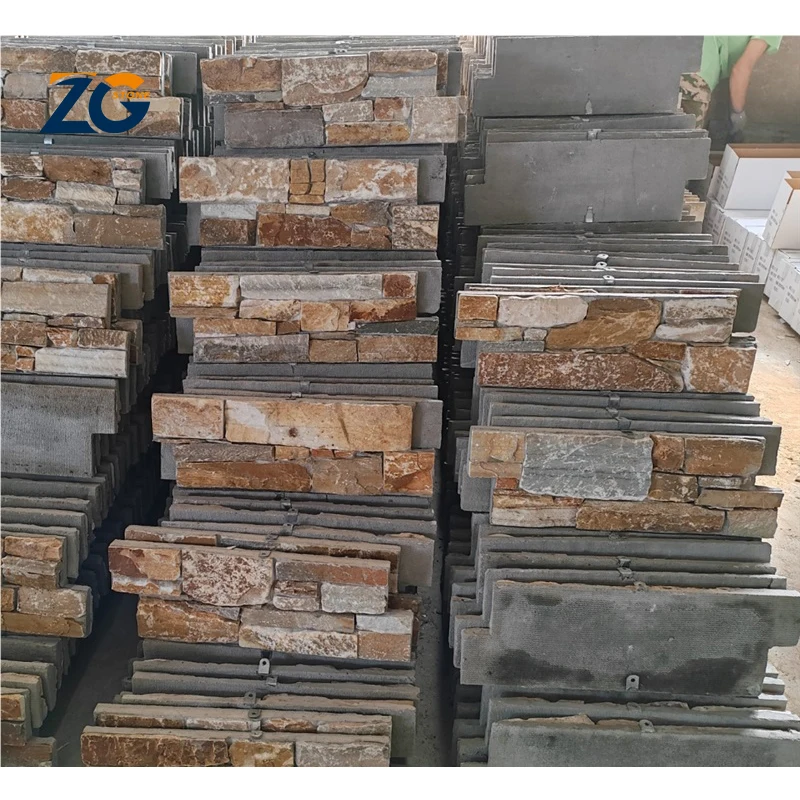 ZGSTONE наружный Декоративный шпон натуральный сланцевый культурный камень для камина и внешней ржавой черной облицовки стеновой панели
