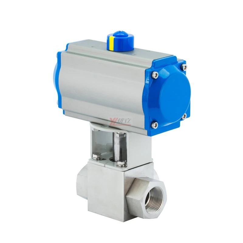 YOULI 6000psi PN320 из нержавеющей стали 304 316 WCB KHB пневматический привод высокого давления 3-ходовой шаровой клапан с резьбой