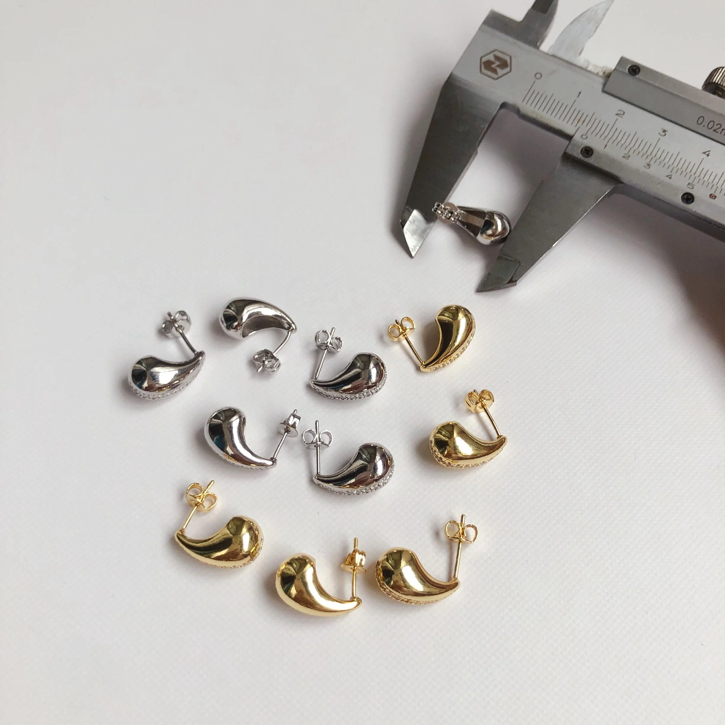 copper silver gold plated earrings wholesale bulk trendy women cubic zircon stud earring fashion jewelry teardrop earrings