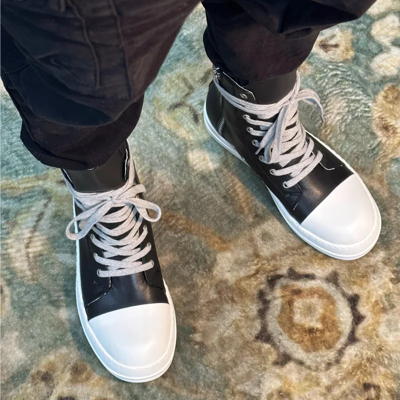 2024 New Arrival Men Fashion Leather Boots Casual Ro Boots Street Style High Shoes Winter Shoes GENUINE Leather Rubber 2 Pair