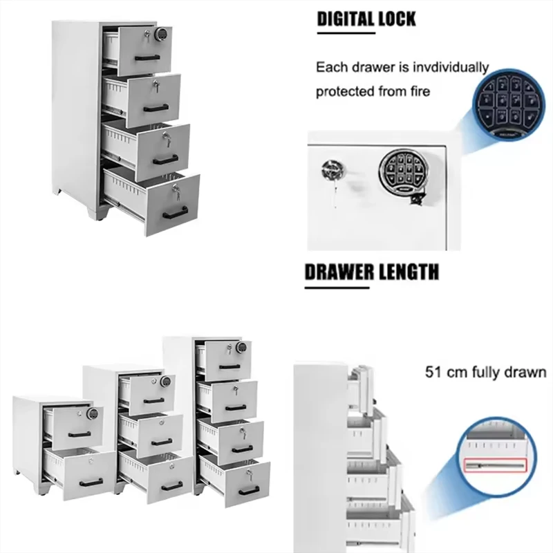 High-end 2 tier Fireproof Safe Two Drawers Resistant Fire Filing Cabinets