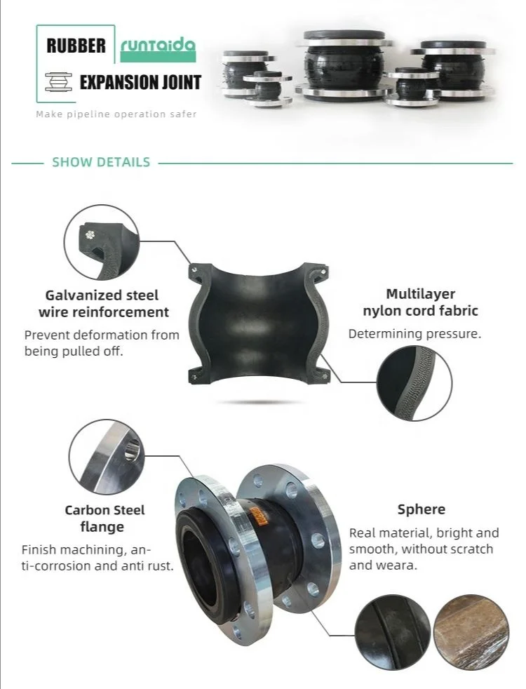 DIN EPDM flexible bellow coupling compensator flanged connector single sphere rubber expansion joint