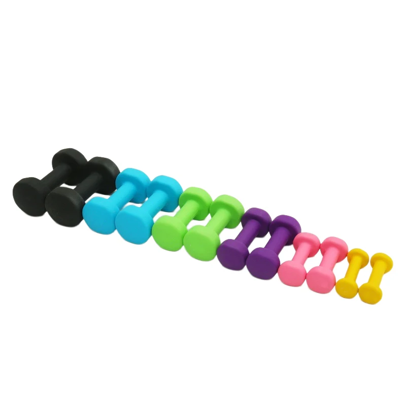 MKAS Pvc Coated Vinyl Dumbbells Yoga For Women Girl Aerobic 1Kg Neoprene Vinyl Coated Plastic Cast Iron Kids Dumbbell
