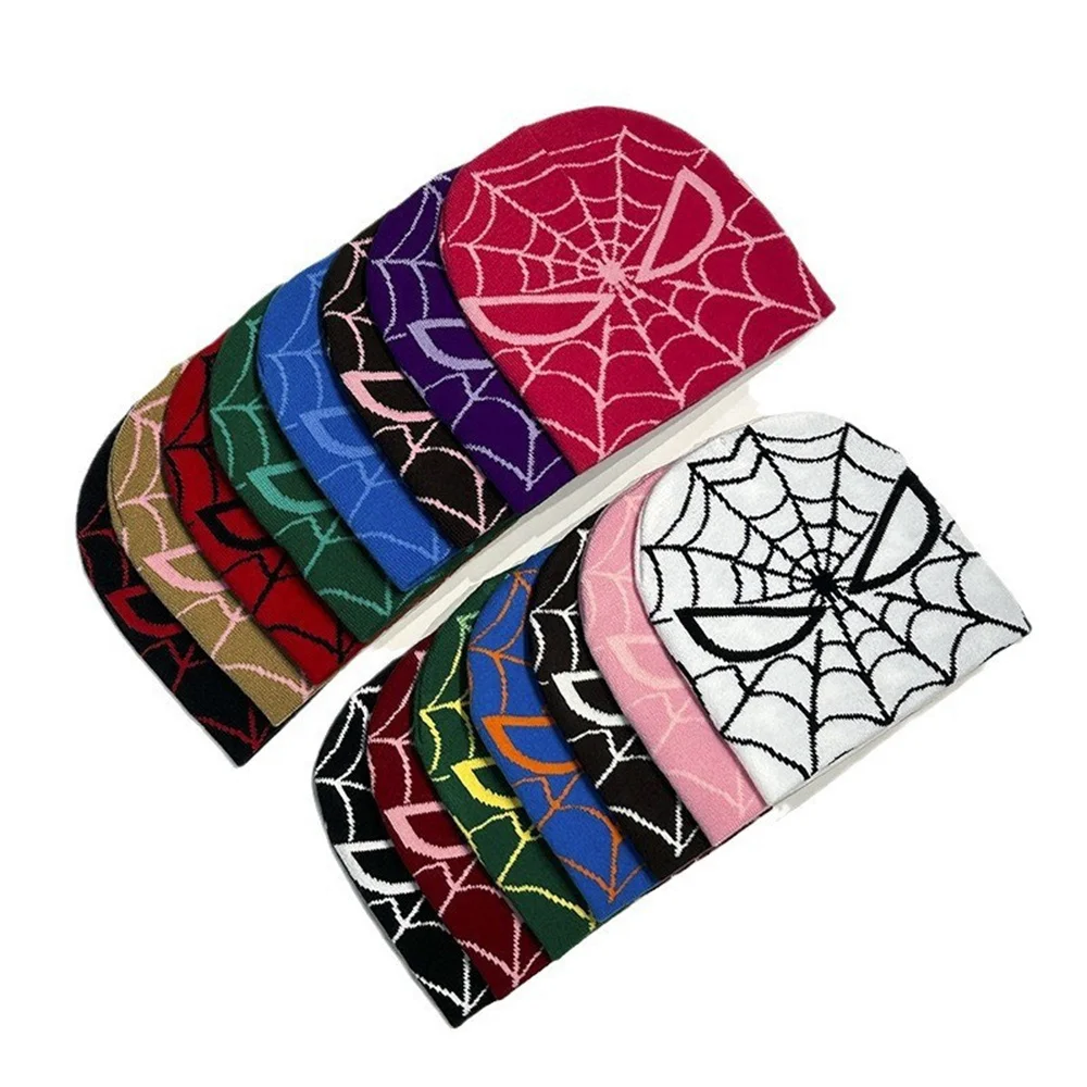 New Design Spider Style Beanie Winter Hat Customized Cuffless Jacquard Beanie Cap Logo Unisex Thickened Warm Fashion Beanie Cap