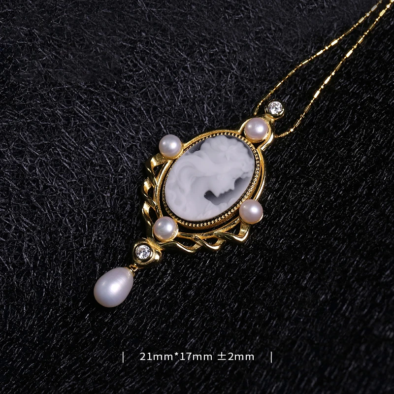 Romantic Design 925 Sterling Silver Cameo Jewelry with Zircon and  Pearl For Women Girls Memorial Gifts