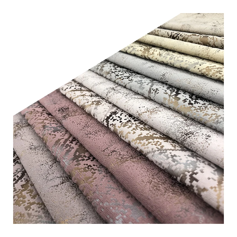 Jia xing  Marble Pattern 300gsm Blackout Gold Foil Print Holland Velvet Fabric