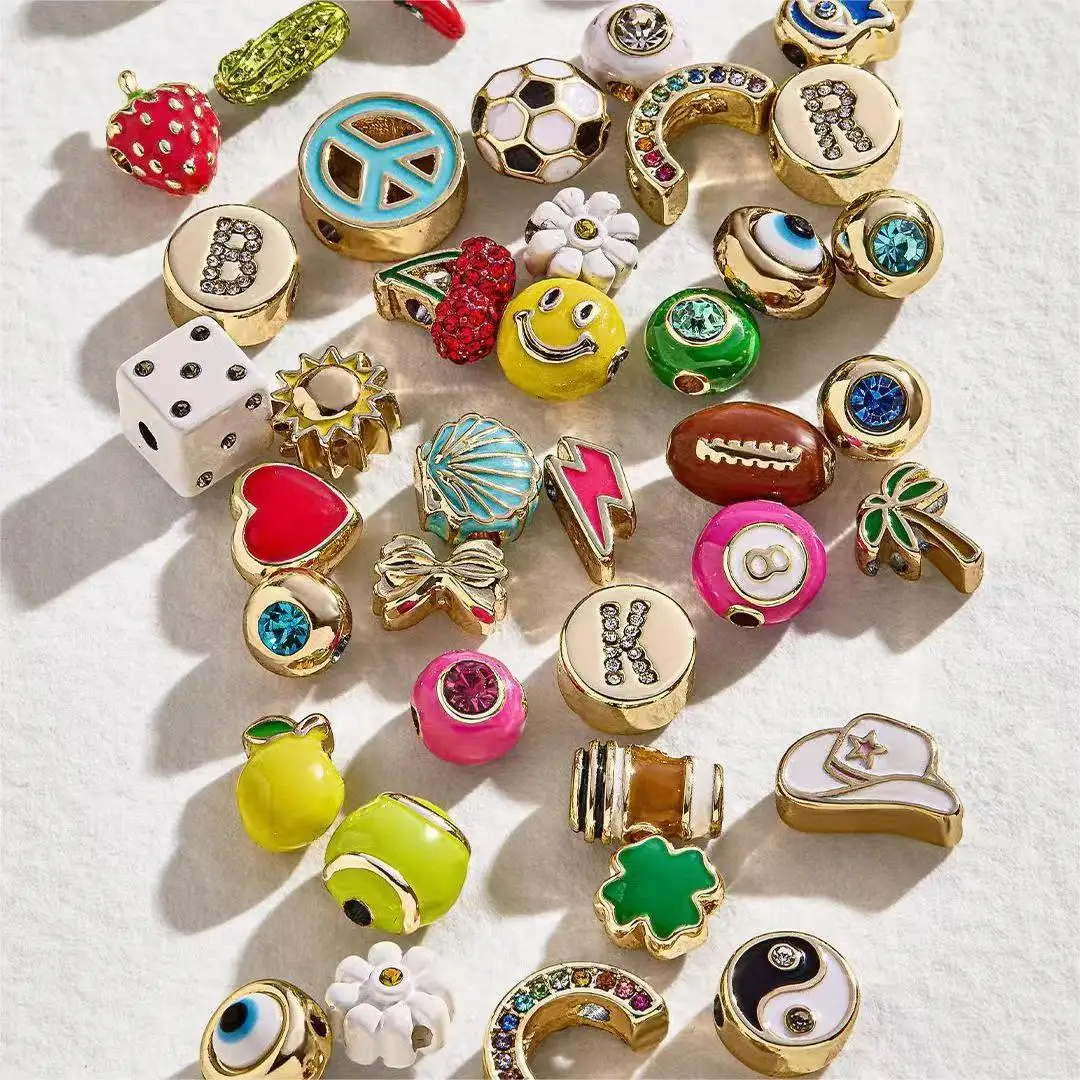 Popular Charms Eye Hamsa Ying Yang Dice Rainbow Football Pool Ball Tennis Heart Coffee Bow Chill DIY Necklace Bracelet