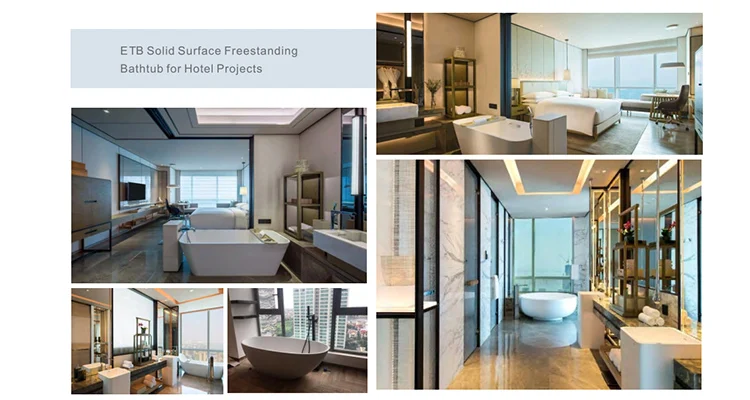 ETB Modern White Solid Surface Cultured Marble Bathroom Shower Tray Bases