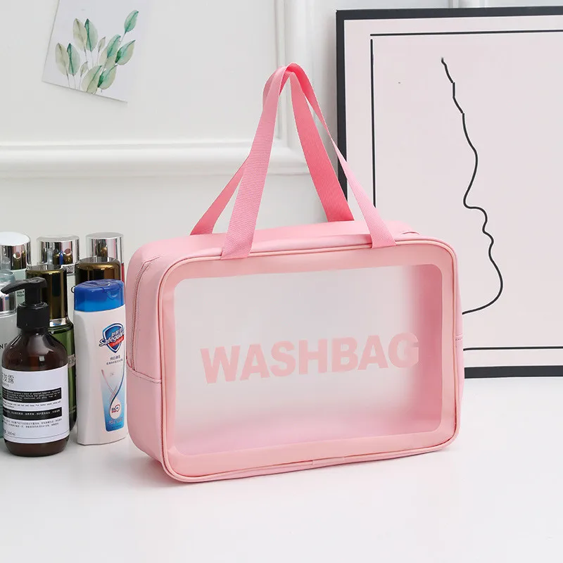 Low Moq wholesale Pu waterproof Cosmetic Pouch bag Large Capacity toiletry bag Clear PVC Bath makeup organizer Bag