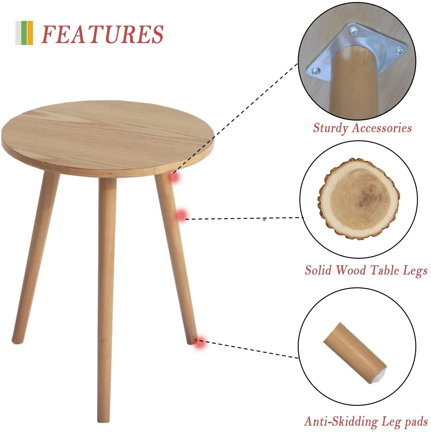 Side Table Round, Small Accent Table Nightstand Modern End Table for Living Room Bedroom Office Small Spaces