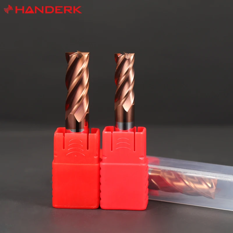 HANDERK 4 флейты HRC55 нитридное покрытие титана плоская Концевая фреза для стали