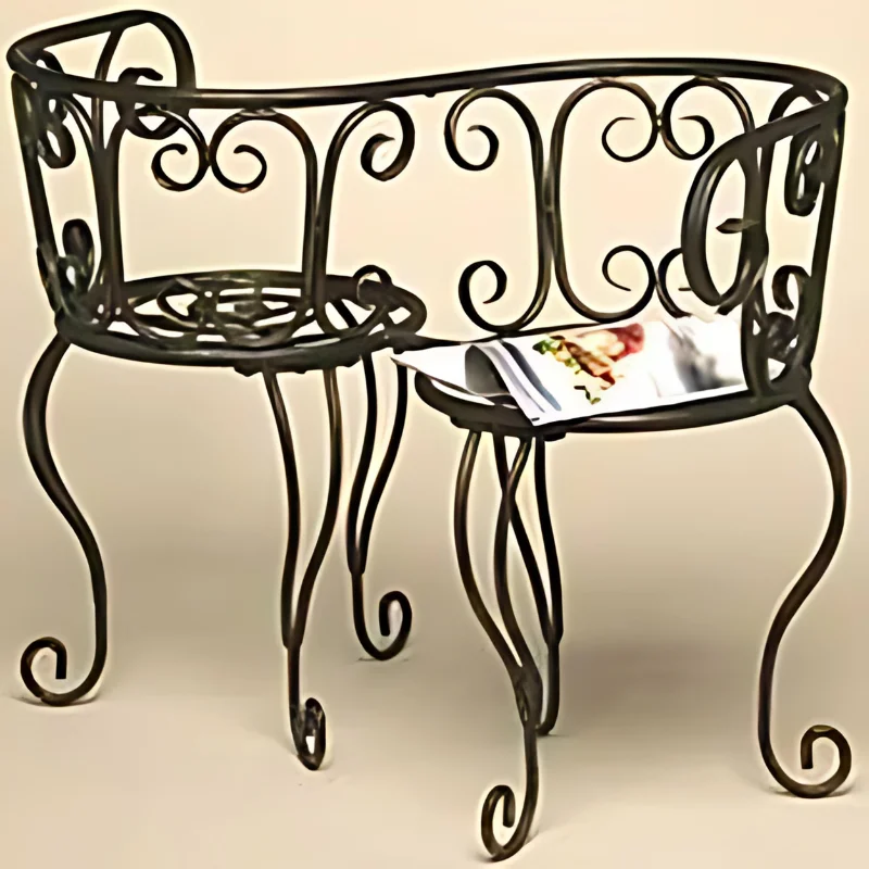 Antique Retro Wrought Iron Table and Chairs for Garden or Backyard Patio Benches