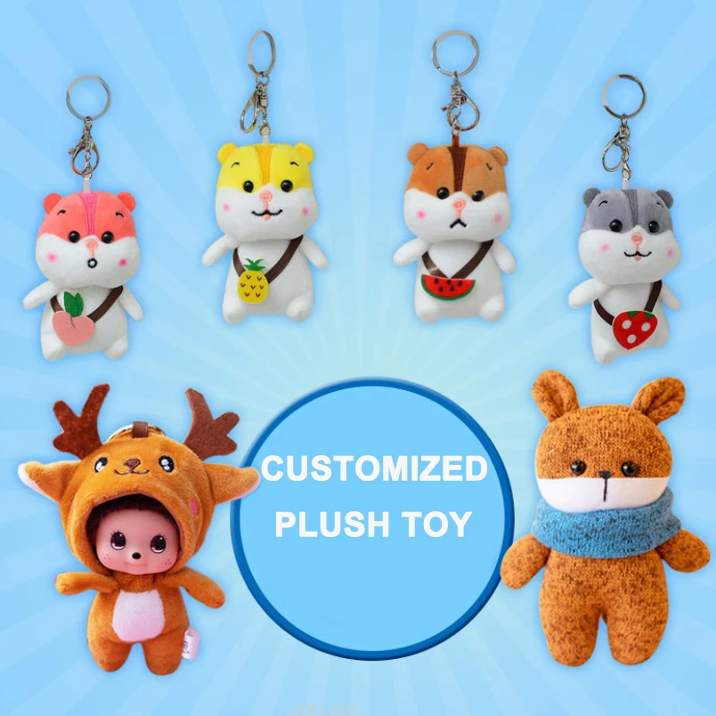 Low MOQ Custom Plush Animal Mascot Company Logo Anime Toys Juguete De Peluche Dolls Stuffed Keychain Toy