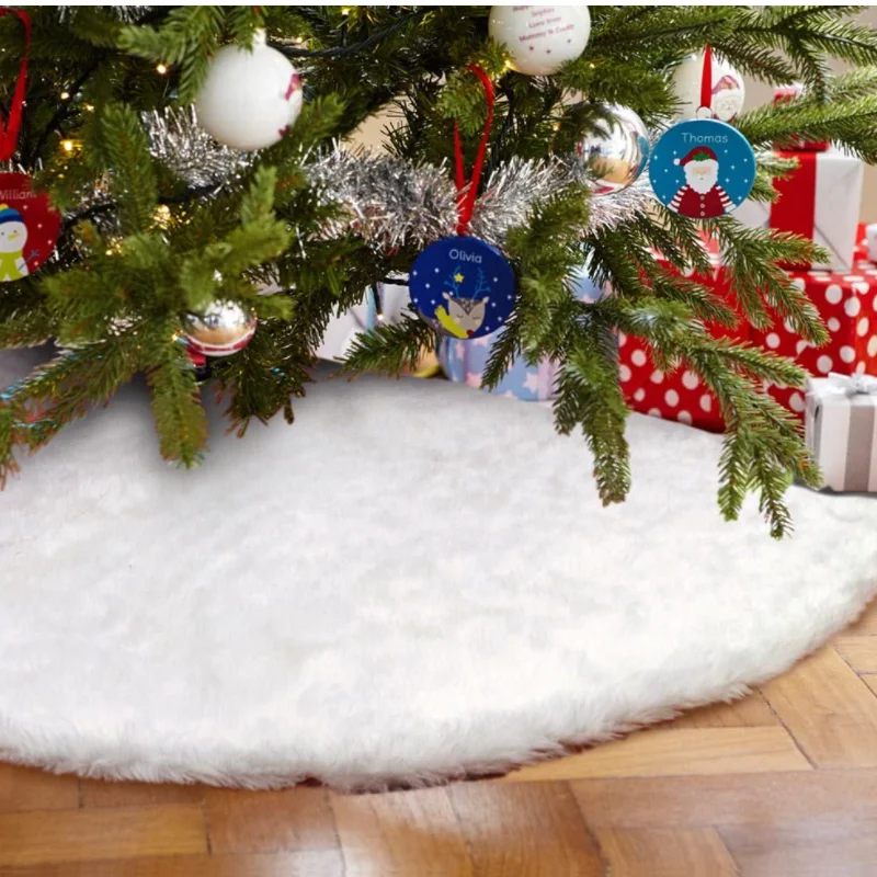Large White Tree Skirt Xmas Faux Fur Tree Skirt Christmas 60 inch Tree Skirt for New Years Eve