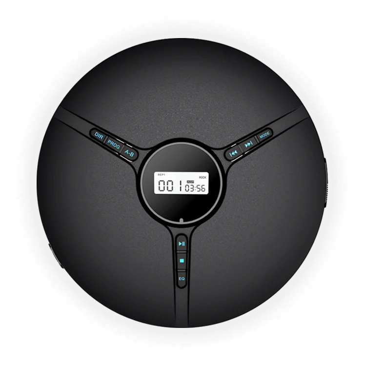 Mini Portable CD Player with Headphones Jack USB Supply CD Music Disc with LCD Display Black